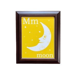 Mm Moon Space Wall Art Children Kid's Bedroom Decor Wooden Frame 10.25"x12.25"